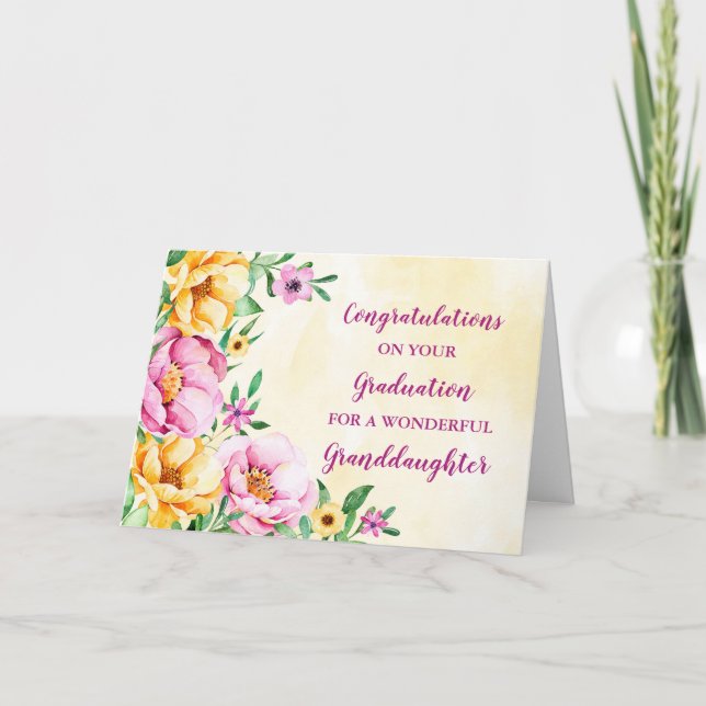 Floral Granddaughter Congratulations Graduation Card (Front)