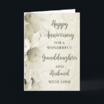 Floral Granddaughter & Husband Anniversary Card<br><div class="desc">Happy wedding anniversary card for granddaughter and husband with beautiful white vintage flowers pattern and sentimental verse.</div>