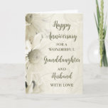 Floral Granddaughter & Husband Anniversary Card<br><div class="desc">Happy wedding anniversary card for granddaughter and husband with beautiful white vintage flowers pattern and sentimental verse.</div>