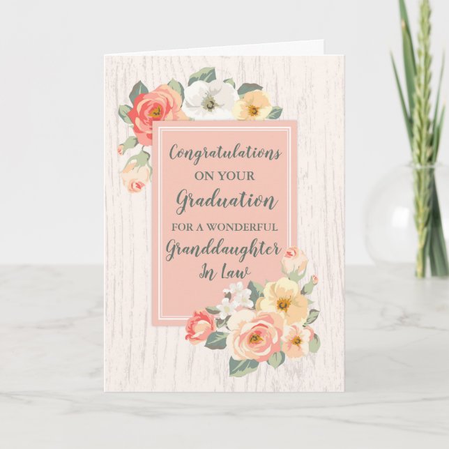 Floral Granddaughter In Law Graduation Card (Front)