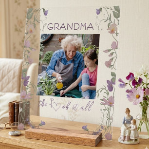 Floral Grandma the Heart of it All Photo Acrylic Sign