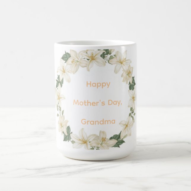 Floral Grandma Wreath Mothers Day Gift Coffee Mug (Center)