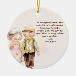 Floral Grandparents Day Ceramic Ornament
