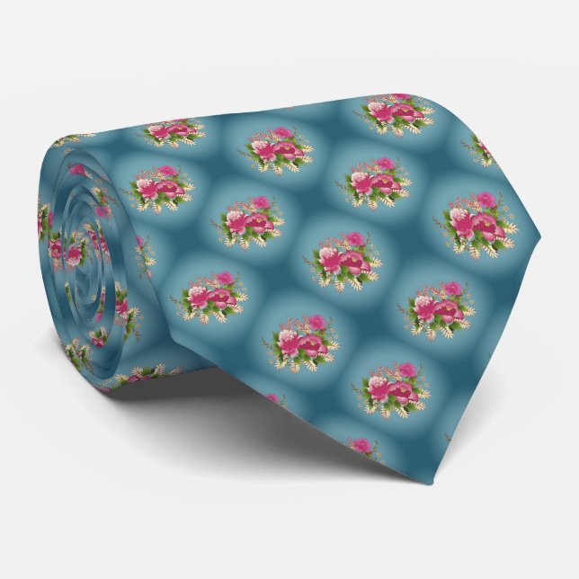 Floral Graphic Pattern Tie (Rolled)