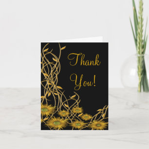Floral Gratitude Golden Yellow Abstract Flower  Thank You Card
