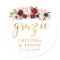 Floral Grazie Monogram Wedding Favour Sticker