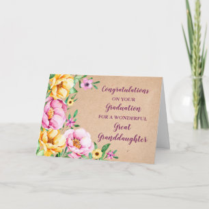 Floral Great Granddaughter Graduation Card