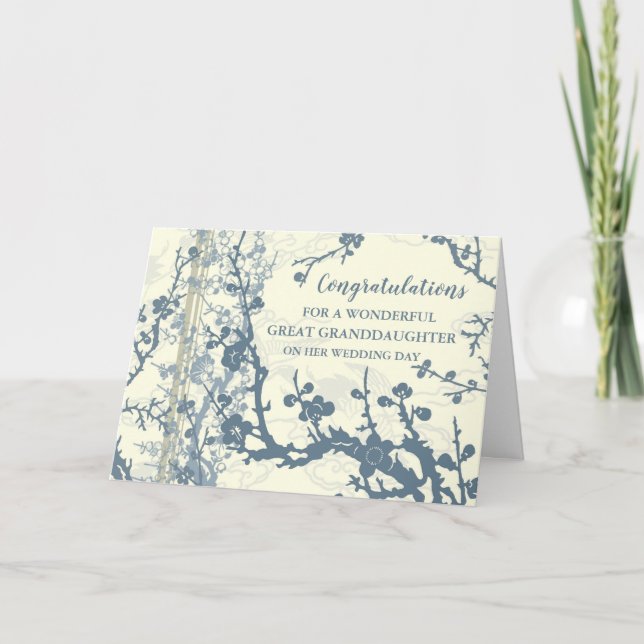 Floral Great Granddaughter Wedding Day Card (Front)