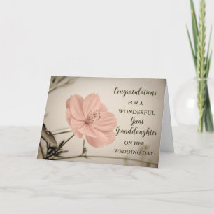 Floral Great Granddaughter Wedding Day Card