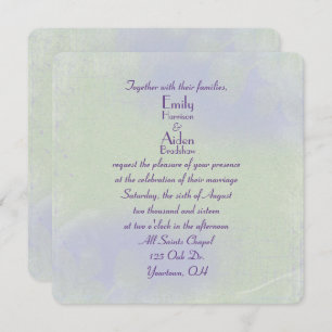floral green and purple abstract invitation