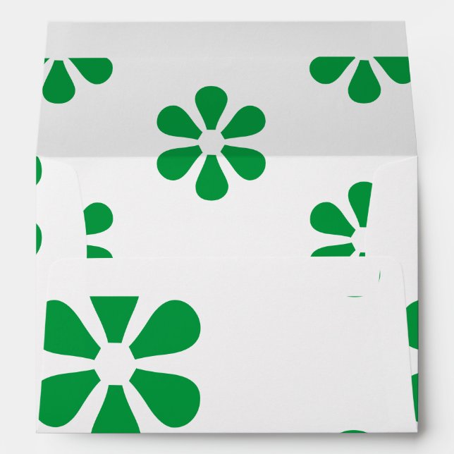 Floral green and white cute pattern envelope (Back (Bottom))