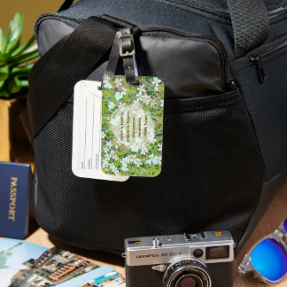 FLORAL, GREEN AND WHITE/TRAVEL QUOTE Luggage Tag