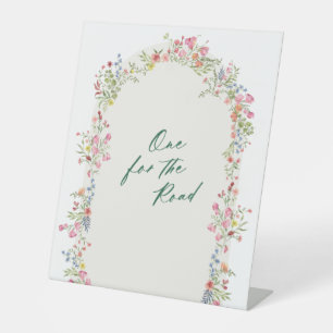 floral green arch one for the road wedding pedestal sign
