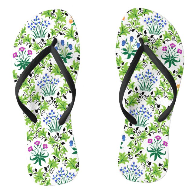 Floral Green Background Pattern-15232 Thongs (Footbed)