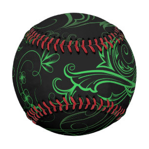 Floral Green Baseball