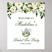 Floral Green Bridal Shower Tea Party Welcome