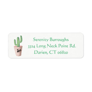 Floral Green Cactus Flower Pink Love Return Address Label