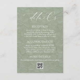 Floral Green Elegant Wedding QR Details Enclosure Card