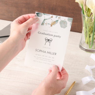 Floral Green Foliage Graduation Party Vellum Invitations