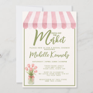 Floral Green Fresh Off The Market Bridal Shower  Invitation