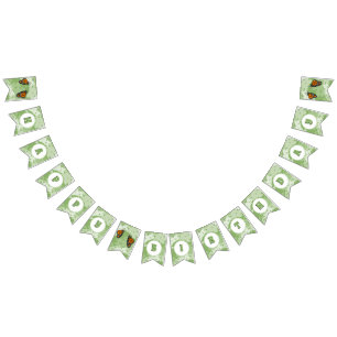 Floral Green Happy Birthday Bunting Banner