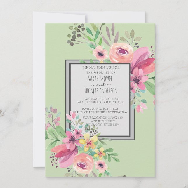 Floral Green invite (Front)