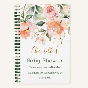 Floral, green leaves Baby Shower Spiral Notebook