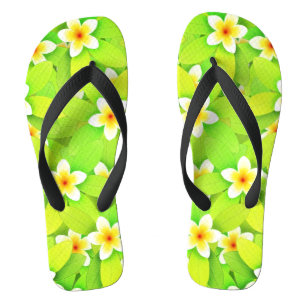 Floral Green Leaves Yellow Flowers Pattern-61717 Thongs