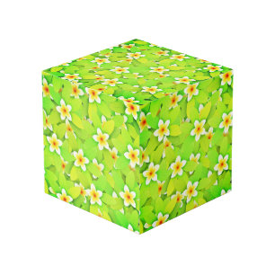 Floral Green Leaves Yellow Flowers Pattern Cube