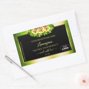 Floral Green Marble Black Gold Product Labels Logo