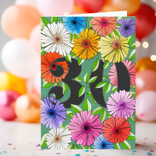 Floral Green Personalised 30th Birthday Card