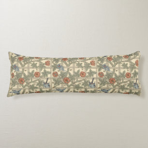 Floral Green Pink Vintage William Morris Trellis Body Cushion