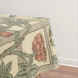 Floral Green Pink Vintage William Morris Trellis Tablecloth