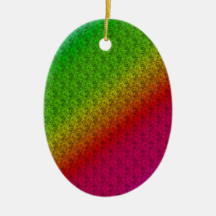 Floral Green Red Rainbow Gradient Diagonal Blend Ceramic Tree Decoration