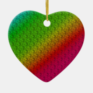 Floral Green Red Rainbow Gradient Diagonal Blend Ceramic Tree Decoration