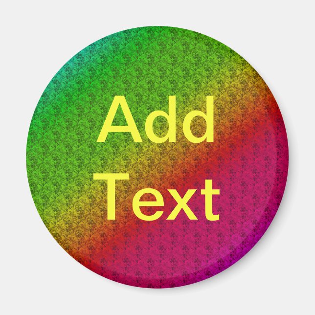 Floral Green Red Rainbow Gradient Diagonal Blend Magnet (Front)