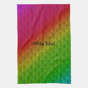 Floral Green Red Rainbow Gradient Diagonal Blend Tea Towel