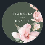 Floral Green Rose Magnolia Wedding Classic Round Sticker<br><div class="desc">This is modern watercolor magnolia wedding sticker template,  that will add a touch of elegance to your wedding party decor. Matching items including invitation suite and day-off stationery also available.</div>