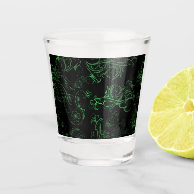Floral Green Shot Glass (Front)