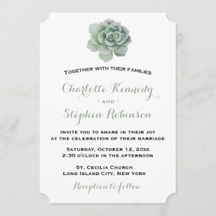 Floral Green Succulent Cactus Wedding Invitation