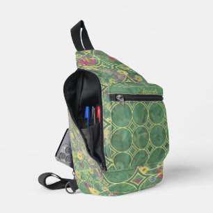 Floral Green Tile Sling Bag