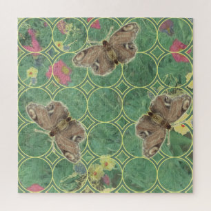 Floral Green w/Butterflies  Jigsaw Puzzle