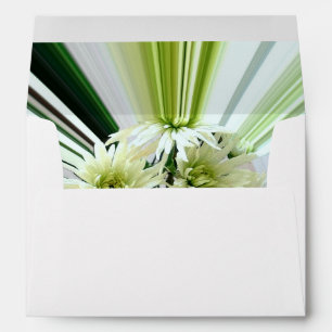 Floral Green White Striped Envelope