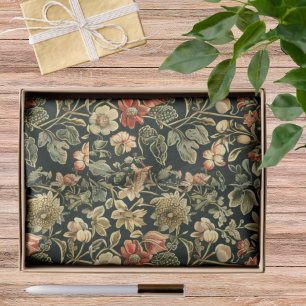 Floral Green William Morris Inspired Monogram Tissue Paper