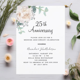 Floral greenery 25th wedding anniversary invitation