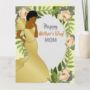 Floral Greenery African American Mother's Day Card