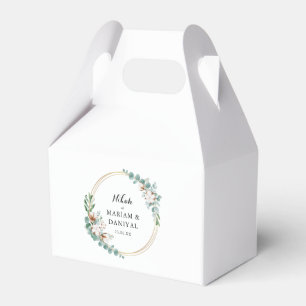 Floral Greenery and Gold Muslim Nikah Wedding Favour Box