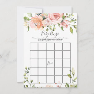 Floral Greenery Baby Shower Bingo Game Invitation