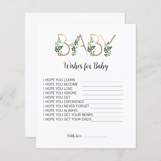 Floral Greenery Baby Shower Wish For Baby Advice  (Front/Back)