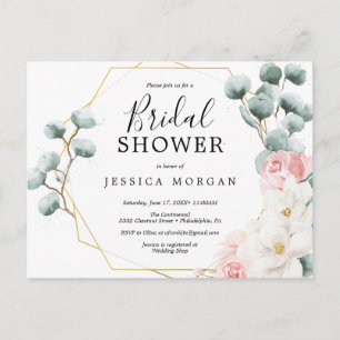 Floral Greenery Bridal Shower Invitation Postcard